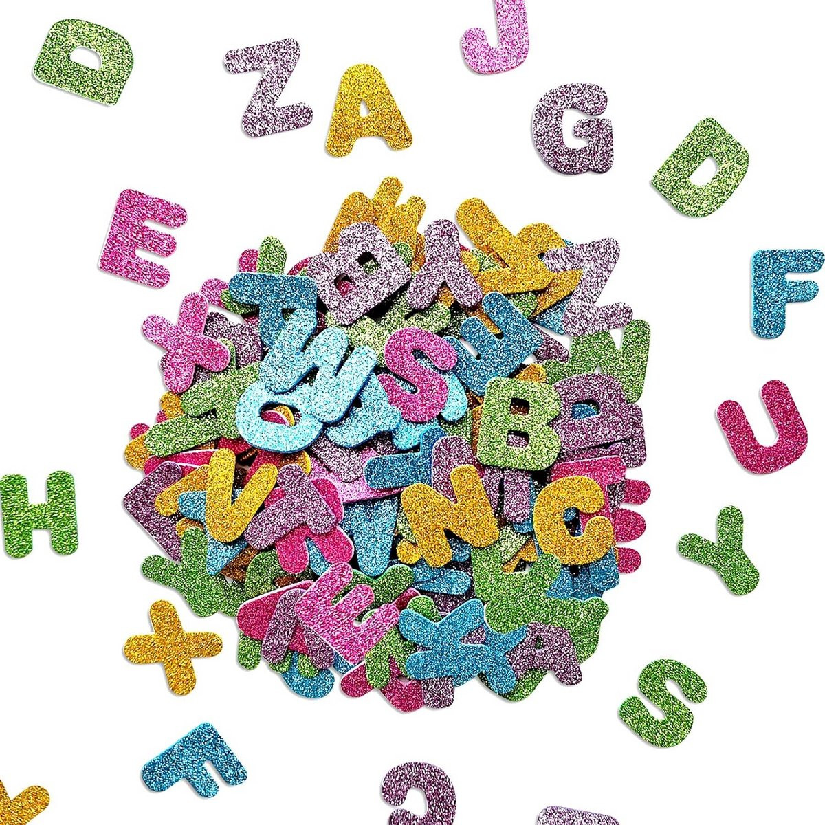 Glitter Stickers met Foam Letters voor Knutselen en Decoratie - 4 cm