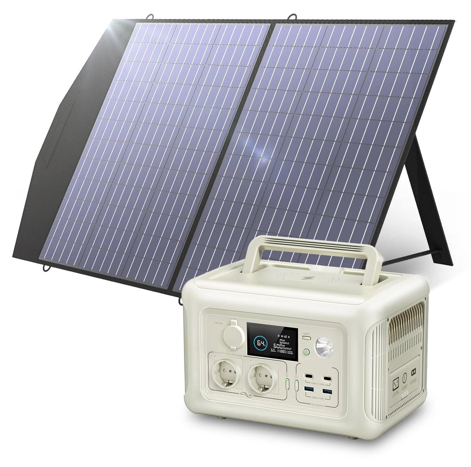 Selius Draagbare Powerstation met 600W Vermogen en 100W Zonnepaneel