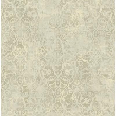Seabrook Designs Brilliant Rustic Scroll Unpasted Wallpaper