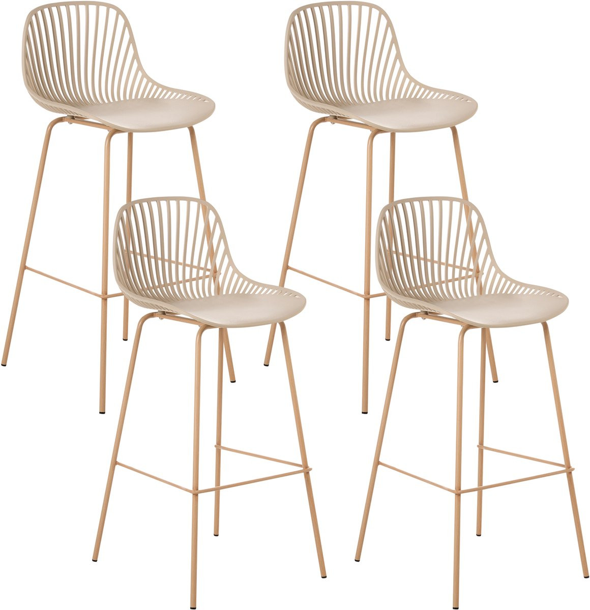 Beliani Set van 4 barstoelen - Beige - Synthetisch materiaal