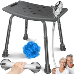 KESSER® Duschhocker höhenverstellbar   Leichter Badhocker rutschfeste Gummifüße Duschstuhl 136KG belastbar   Duschhilfe Senioren   Saugnapf Haltegriff Badewannengriff   Duschsitz mit Brausehalterung