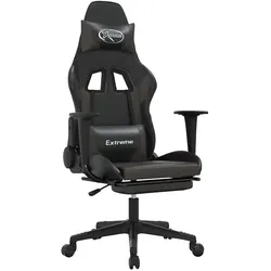 vidaXL Gaming-Stuhl mit Massage & Fußstütze Schwarz & Grau Kunstleder