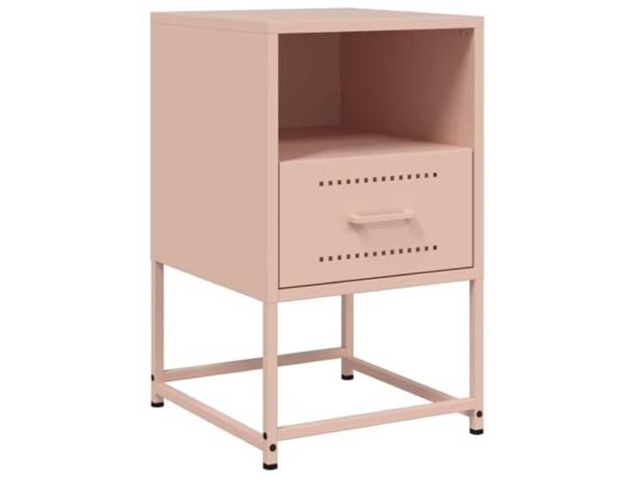 fsahslih Nachttisch 2er Set Rosa 36x39x60,5 cm Stahl Beistelltisch Kompakter Metall-Beistelltisch im Industrie-Design für Schlafzimmer und Wohnzimmer mit geräumigem Stauraum.