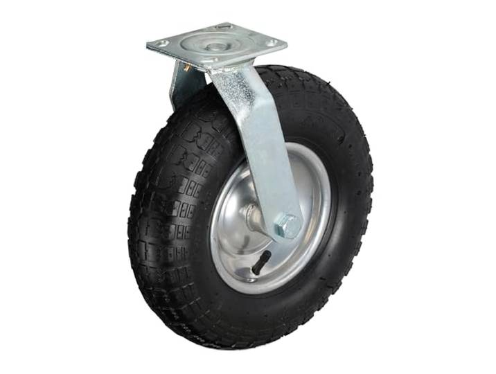 Relaxdays Roue pivotante\, 3.50-6\, pneumatique\, plaque en acier\, roulette charge lourde\, jusqu'à 120 kg\, noir/argenté