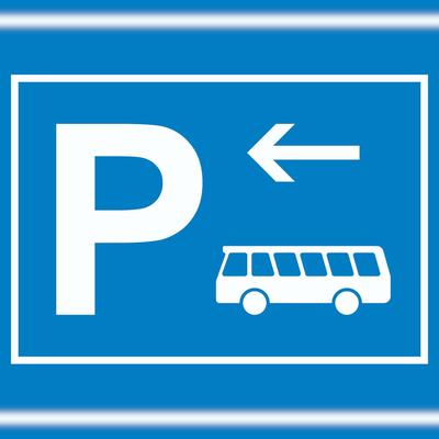 HB-Druck Bus Reisebus Parkplatz Schild mit Richtungspfeil links waagerecht A1 (594x841mm)