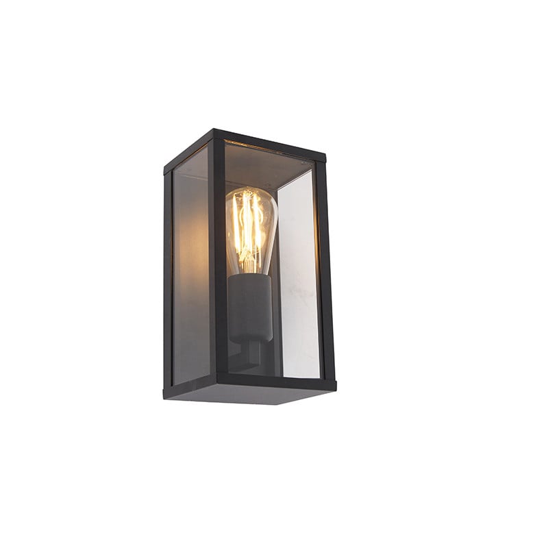 Qazqa Smart Wandlamp Zwart Aluminium IP44 met Wifi en Afstandsbediening