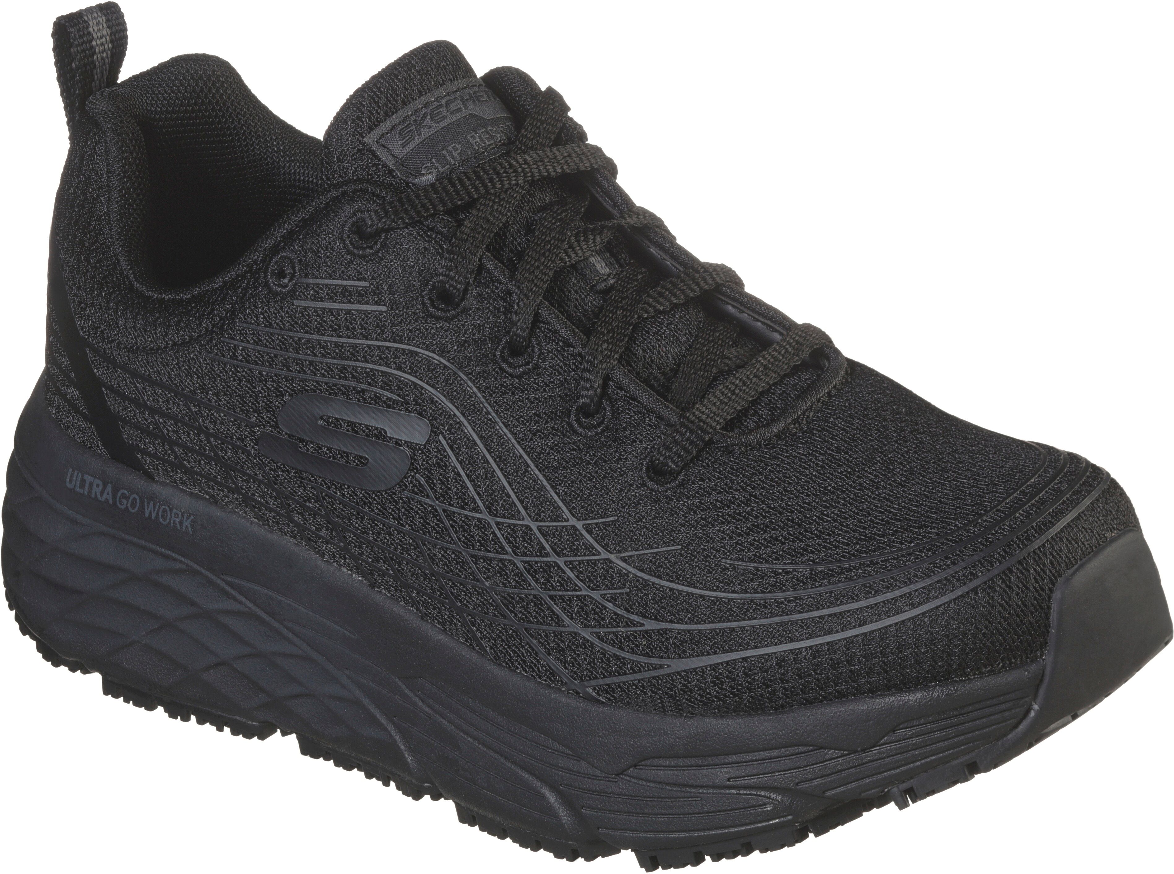 Berufsschuh SKECHERS "MAX CUSHIONING ELITE SR" Gr. 36, schwarz, 36, Textil, Schuhe, Berufsschuh, Schnürschuh für Gastronomie,Pflege für Maschinenwäsche geeignet schwarz 36, Textil
