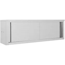 Helloshop26 - Wandhängender Küchenschrank mit Schiebetüren 150 x 40 x 50 cm bequemer Zugriff modernes Design grauer Edelstahl 02_0046016