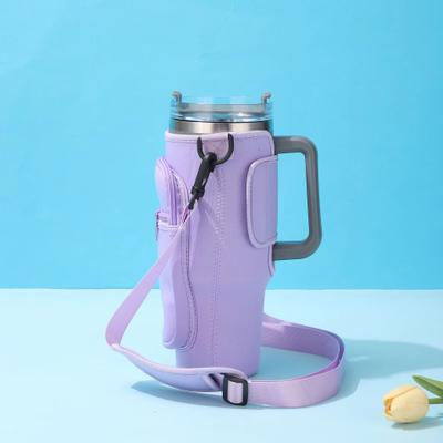 Inspired Finds 40oz CarCup Sleeves With Slanted Shoulder Straps Premium Ice Cup Sleeves, Large Capacity Handle, Available In Multiple purple