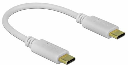 Delock USB-C Kabel USB-C Stecker, USB-C Stecker 0.15m Weiß 85357