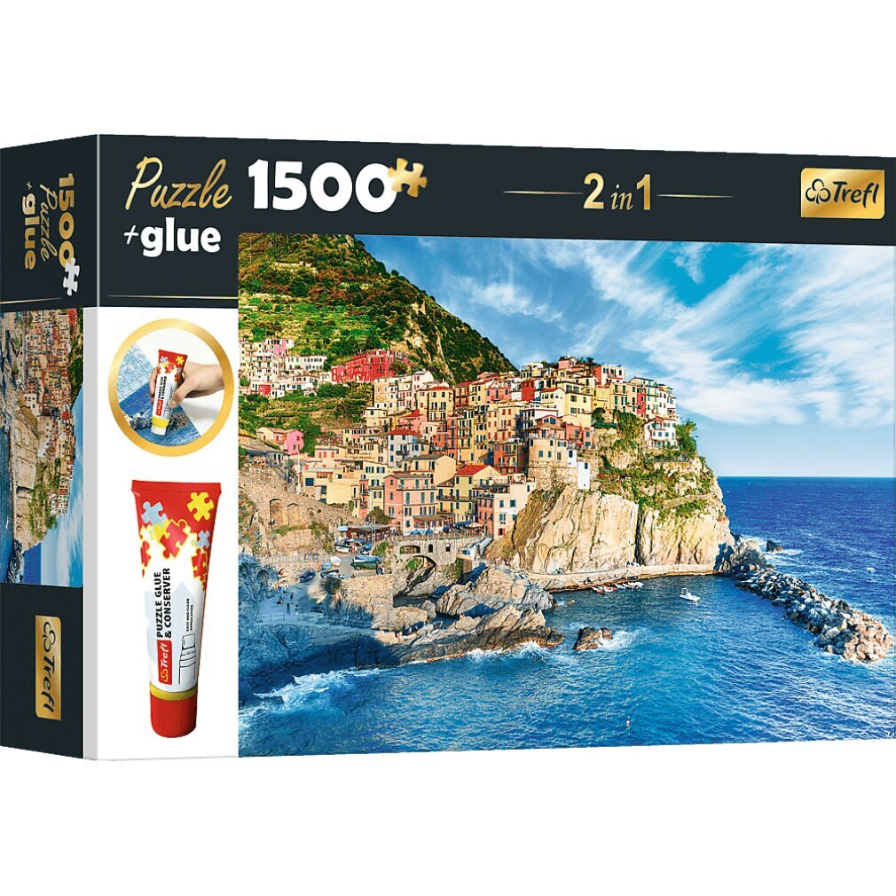 TREFL 2-in-1 Puzzelset Manarola Ligurië Italië 1500 stukjes inclusief lijm