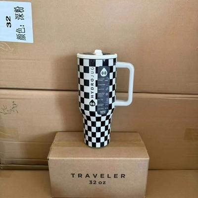 Uplifted Goods Insulated Stainless Steel Travel Tumbler With Straw Lid black And White 32oz