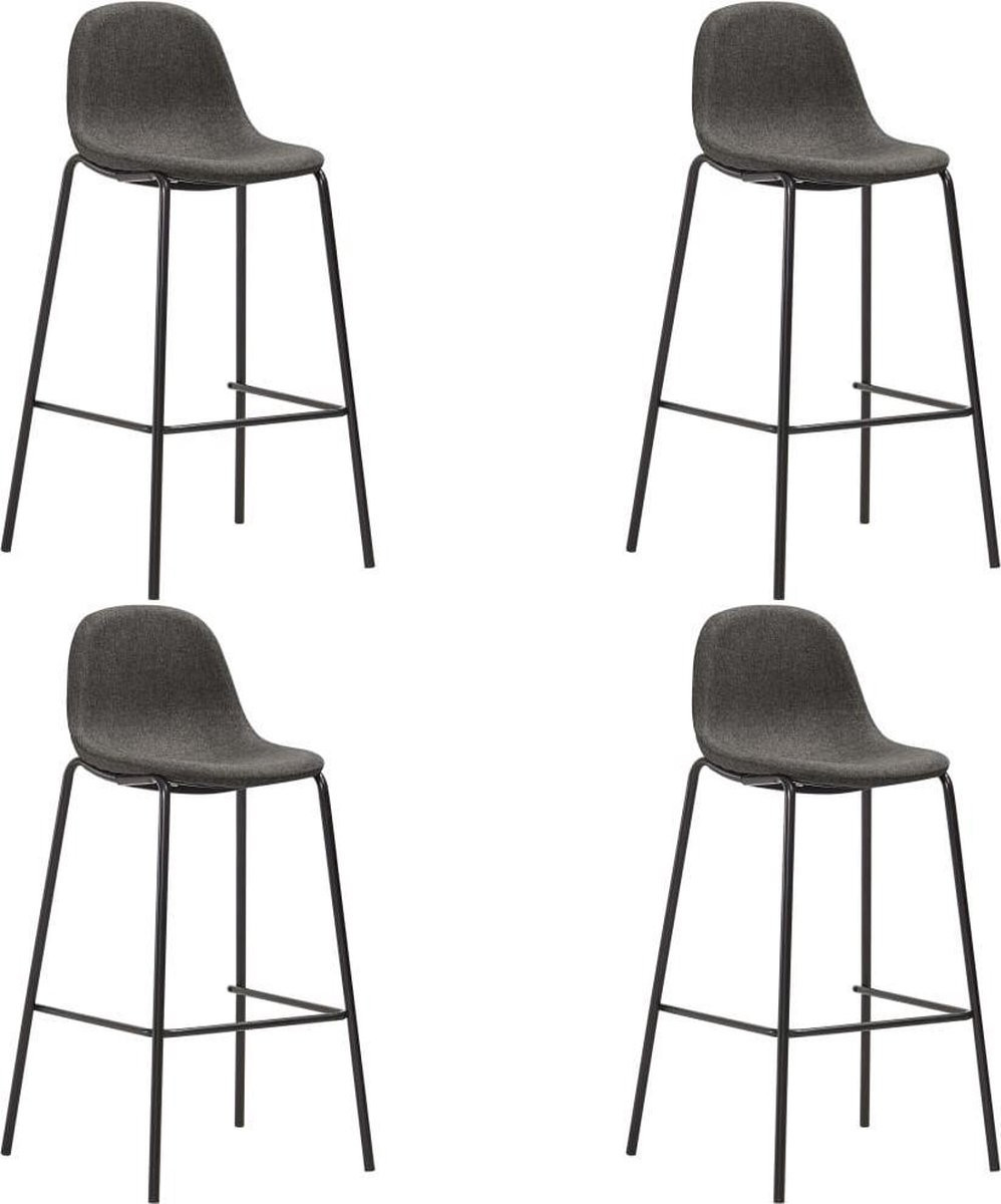 vidaXL Set van 4 Barstoelen in Donkergrijze Stof