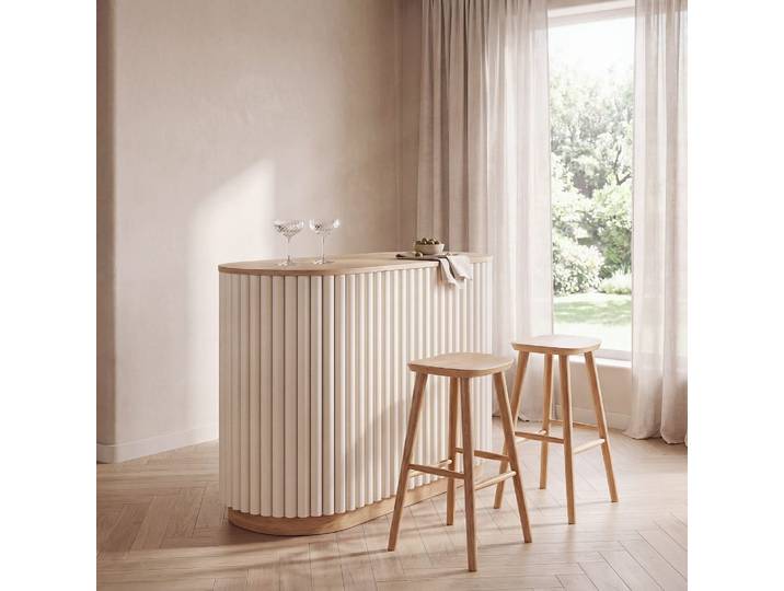 Bar mit weißen Holzscheiten, L120 cm