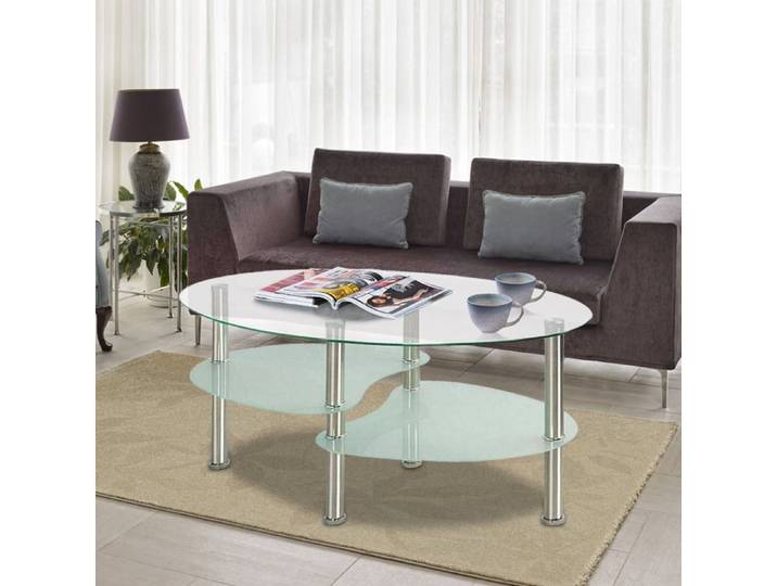 MIPAN. Table Basse Multifonctionnelle Avec Étagères De Rangement - 90*50*42cm - Blanc