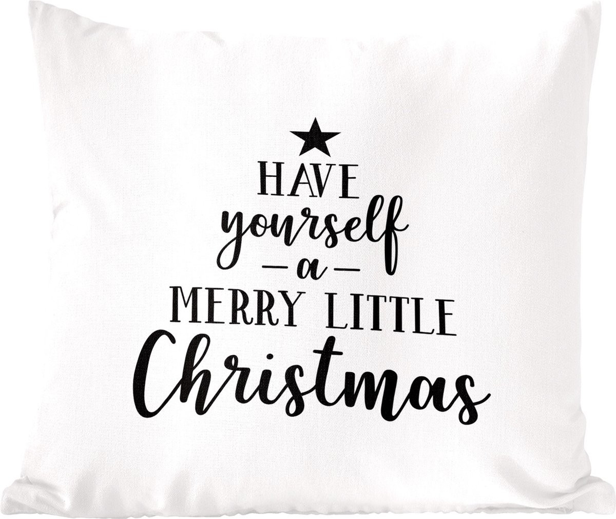 Sierkussen Kerst Quote Have yourself a merry little Christmas - Wit - 50 x 50 cm