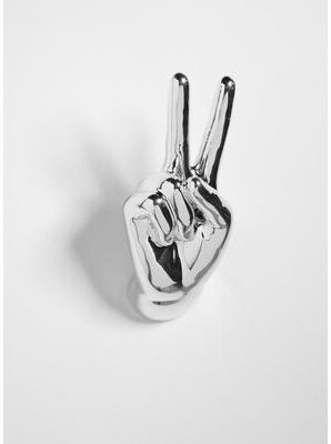 "Interior Illusions Plus Silver Peace Hand Wall Mount - 9"" tall"