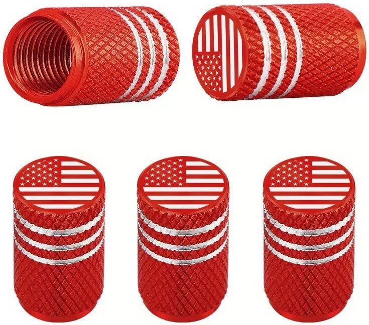 INF 4pcs Bouchons de valve tubeless en alliage d'aluminium avec joint en caoutchouc Rouge