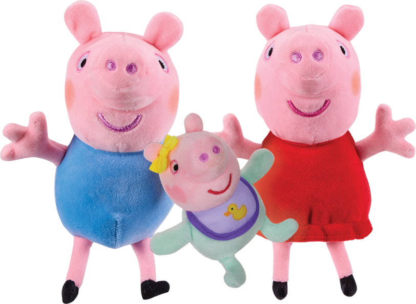 Character Options Peppa Pig Peppa, George ; Baby Evie 3-Pack Plush Toys for Toddlers - Soft Cuddly Plush Toys - Suitable for 18 Months and Over