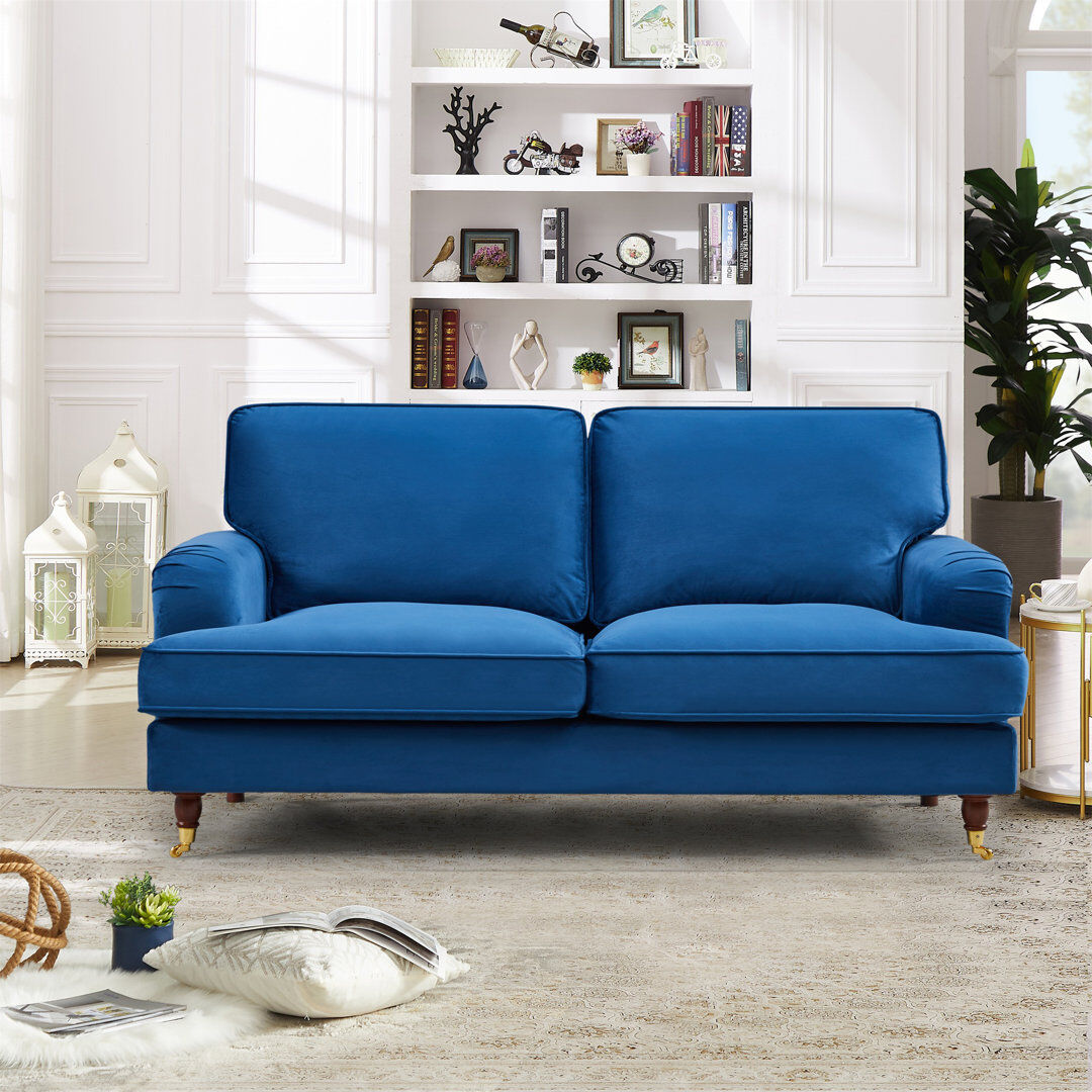 Mercer41 Gorby Velvet Sofa Blue 2