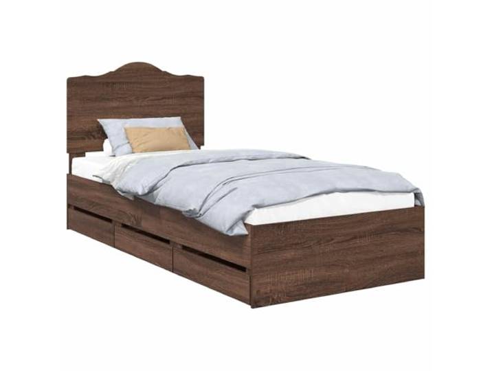 PUGYNBK Bettgestell Eiche Braun, 75 x 190 cm Technisches Holz, versteckte Schubladen, feste Leisten, einfache Montage