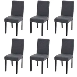Chefgastro 6er-Set Esszimmerstuhl Stuhl Küchenstuhl klassisch und zeitlos  | HxBxT 90x43x48cm | Sitzhöhe 45cm |  Textil  |  dunkle Beine |  Anthrazitgrau