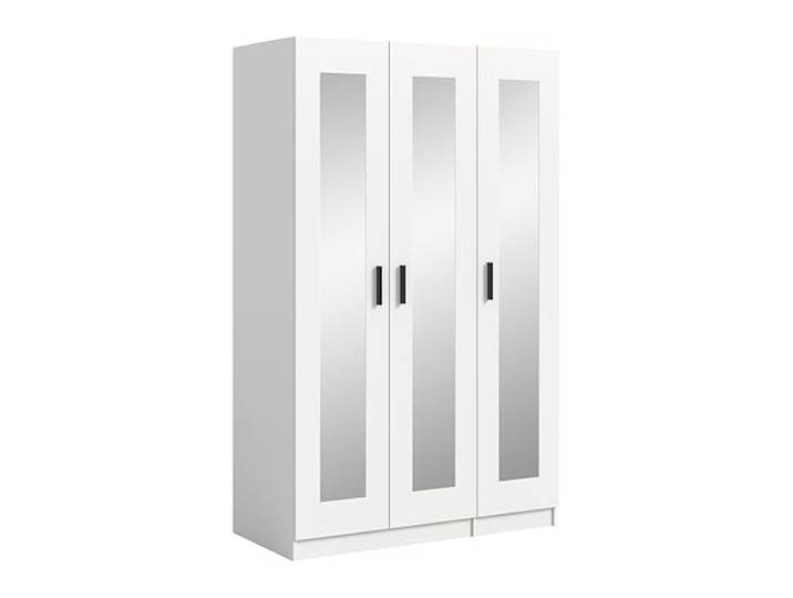 xonox.home – Kleiderschrank Visby 120x195x56 cm in Weiß – 3-türiger Schrank mit Spiegelfront & Kleiderstange – Elegantes Design mit 3 Spiegeltüren & vielseitiger Inneneinteilung für Ihre Kleidung