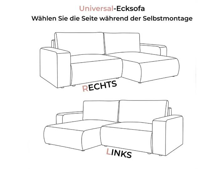 Ecksofa OPERA mit Schlaffunktion und Bettkasten Poso 02