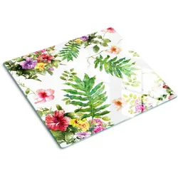 GLASPLATTE 60x52 cm Blumenmuster
