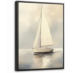 LEINWAND Bilder mit Rahmen - Segelschiff - Meer - Bewölkt - 30x40
