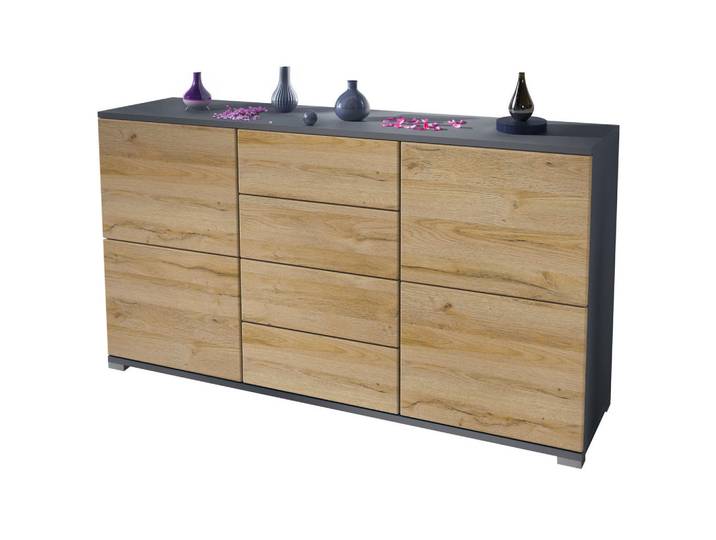 Vladon Sideboard Rova Eiche Natur, Eichefarben, 138.5x75.5x35 cm, Kleinmöbel, Kommoden, Sideboards