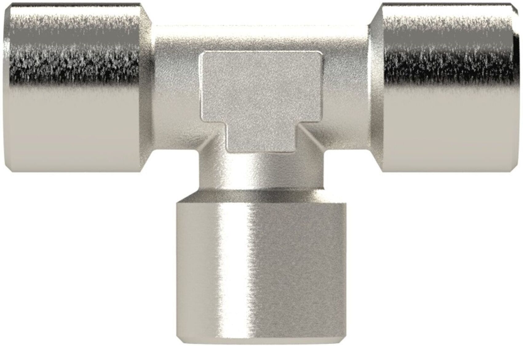 Riegler T-Stück, innen/innen/innen, G 1/2, SW 21, Messing vernickelt (N 254.39)