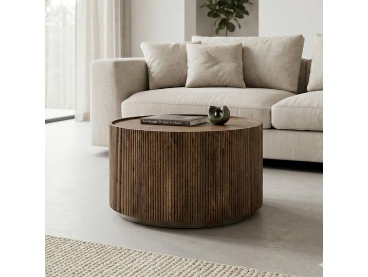 Table basse ronde en bois massif - Sepia