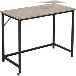 UAC Schreibtisch, Arbeitstisch, Rechteckiger Computertisch, 100 x 50 x 75 cm, Stabiler Metallrahmen, Industriestil,  Greige-schwarz