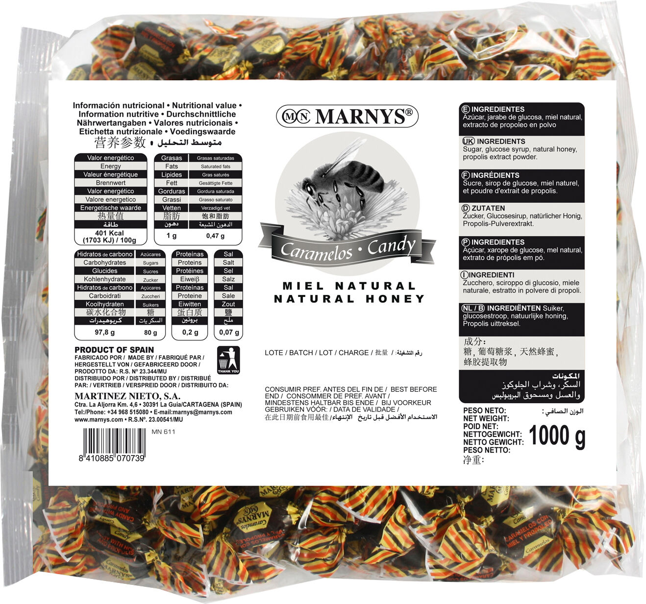Marnys Propolis Candies with Honey 1000 gr 1 Kg