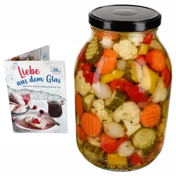 Einmachglas 3L Vorratsglas TO100 Deckel schwarz Rezeptheft Einkochen