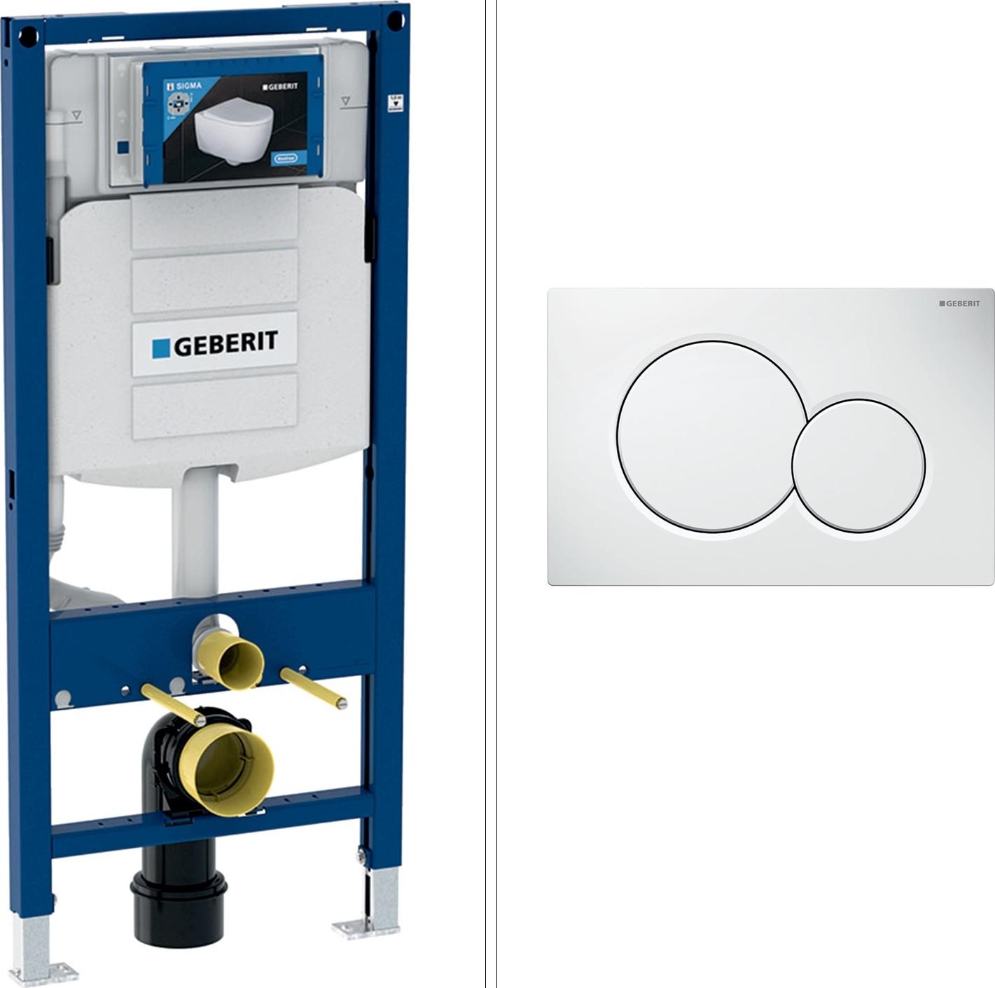 GEBERIT DUOFIX SIGMA WC Vorwandelement mit GEBERIT SIGMA01 Betätigungsplatte, weiß