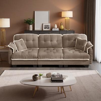 ZWYO HOSIMU "100.7"" Chenille 3-Seat Sofa with Quilted Tufted Cushion, 4 Pillows, Cloud Comfort and Deep Seat Design for Living Room Office."