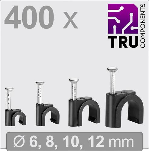 TRU COMPONENTS T24CA131 Nagelschellen TC-13448476 Bündel-Ø-Bereich 3 bis 12mm Schwarz 400St.