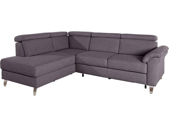 Ecksofa, Dunkelgrau, 245x194 cm, Struktur, Mit Kopfteilverstellung, Modern, SIT & MORE