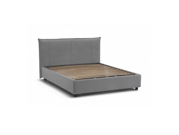 Lit double en tissu gris 160x200cm