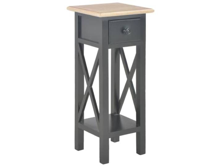 Beistelltisch schwarz 27x27x65,5 cm aus Holz Nachttisch mit Schublade, Kiefer schwarz lackiert, Eingang und Wohnzimmer, kompakter Beistelltisch