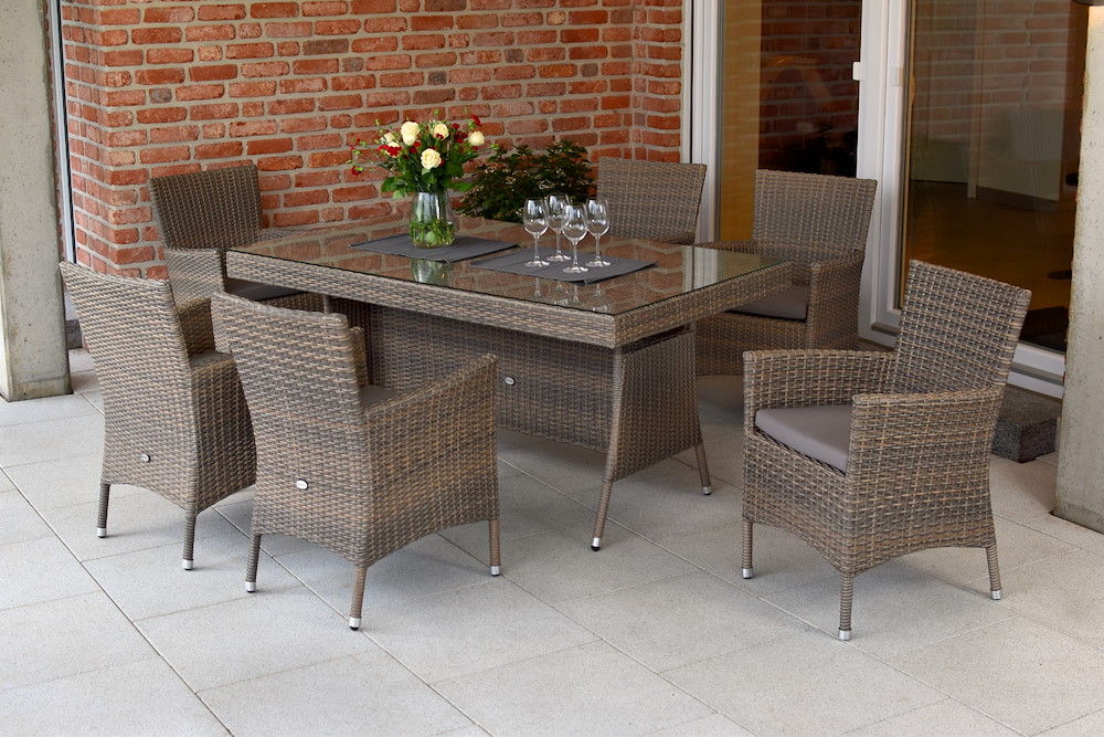 MERXXHANDELS Teneriffa Set 13tlg 6 Sessel Tisch 160(220)x104cm 16909626