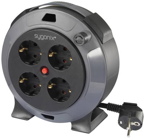 Sygonix SY-5806896 Kabeltrommel 5m Schwarz Schutzkontakt-Stecker