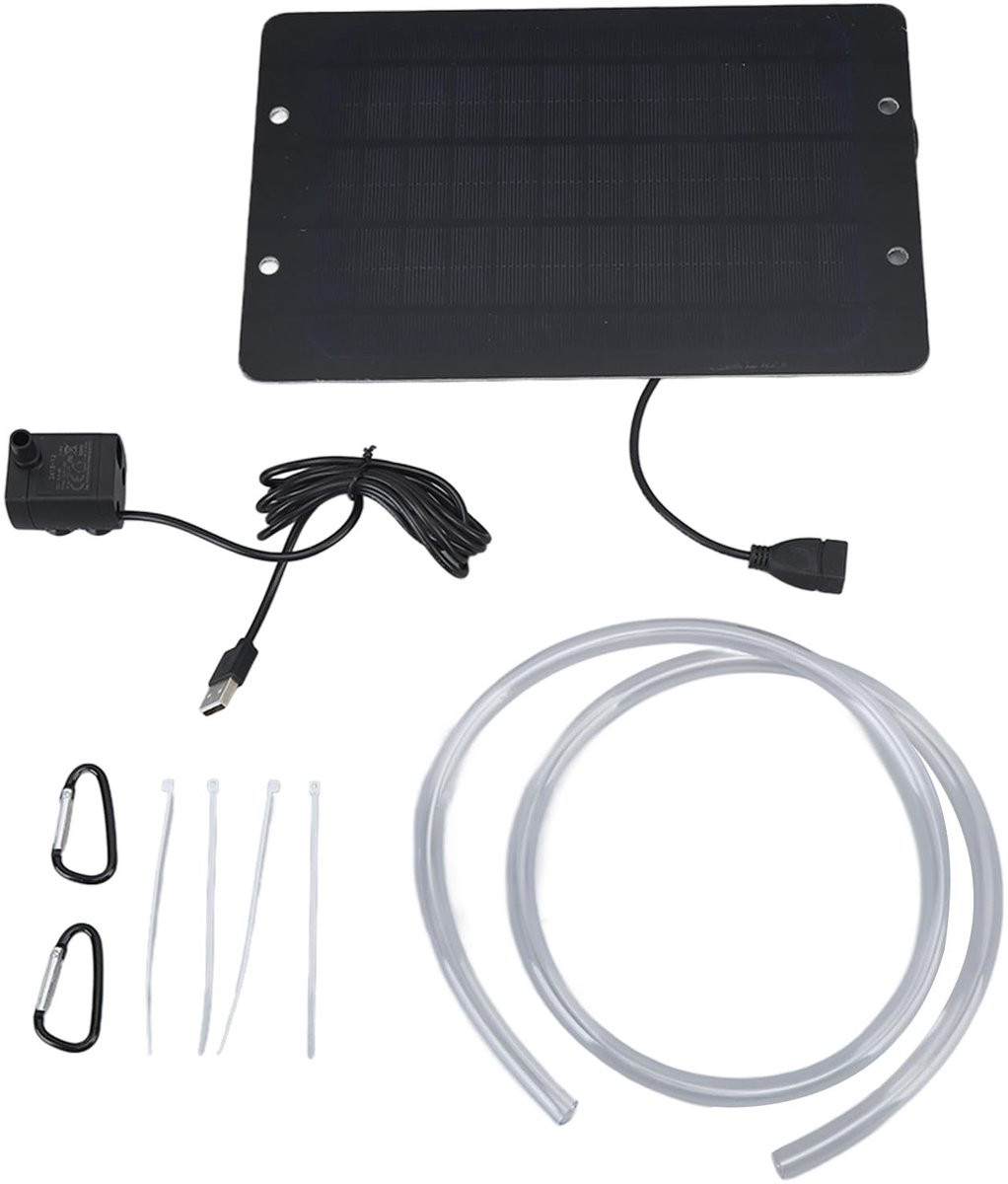 Dailygoods Zonnewaterfontein op zonne-energie - Vogelbadfontein met USB-interface - 6V 10W - Geschikt voor de terrastuin