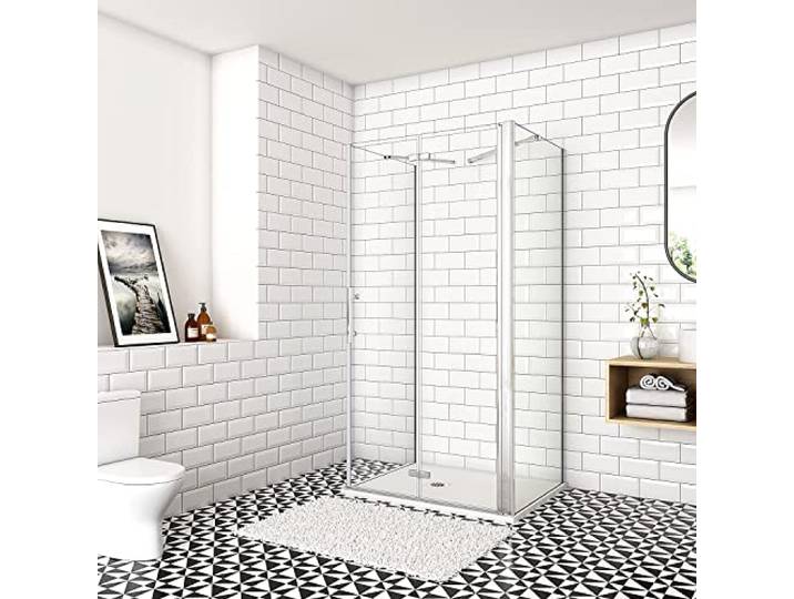Aica Sanitär Duschkabine U-FORM 80x80x80cm U-Kabine Duschabtrennung Dusche Duschtür Nano Glas Drehfalttür H195cm