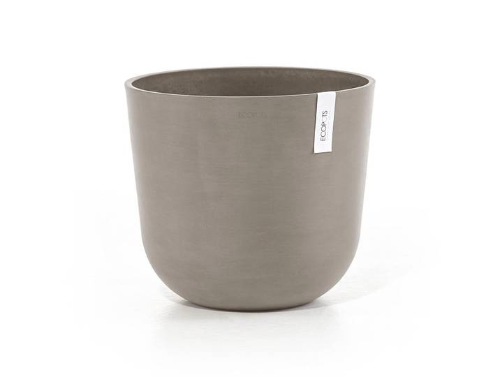 Ecopots Blumentopf mit Wasserreservoir Oslo 35/30,5 cm Taupe, Kunststoff, Beton Optik, Rund, 30.5 cm, Dekoration, Blumen & Blumentöpfe, Übertöpfe