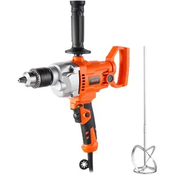 VEVOR elektrische Bohrmaschine 12,7 mm mit Mixer Bohrmaschinenmischer Set 850 U/min 3,2 A Mischbohrmaschine mit D-Griff zum Bohren & Mischen multifunktionale Bohrgerät mit Mischer für Futter Zement