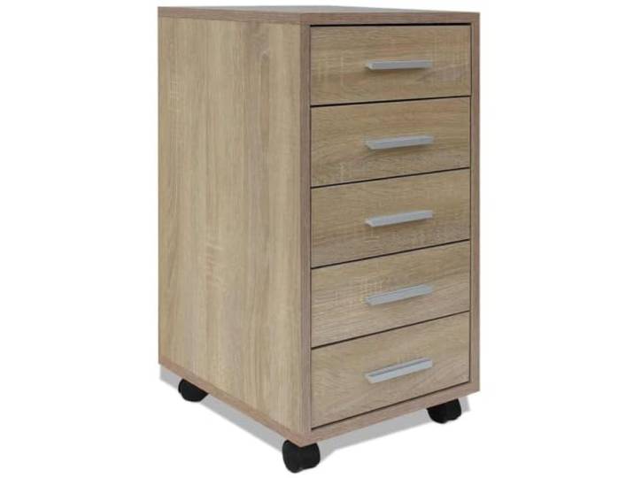 Schubladenschrank mit Rollen, 5 Schubladen, Dub-Holz Feuchtigkeitsbeständiges Holz, 4 bewegliche Rollen, Anleitung enthalten, moderner Stil