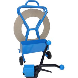 Böttcher-AG Umreifungsset Stahlband 240 m x 16 mm, Abrollwagen und Bandspanner
